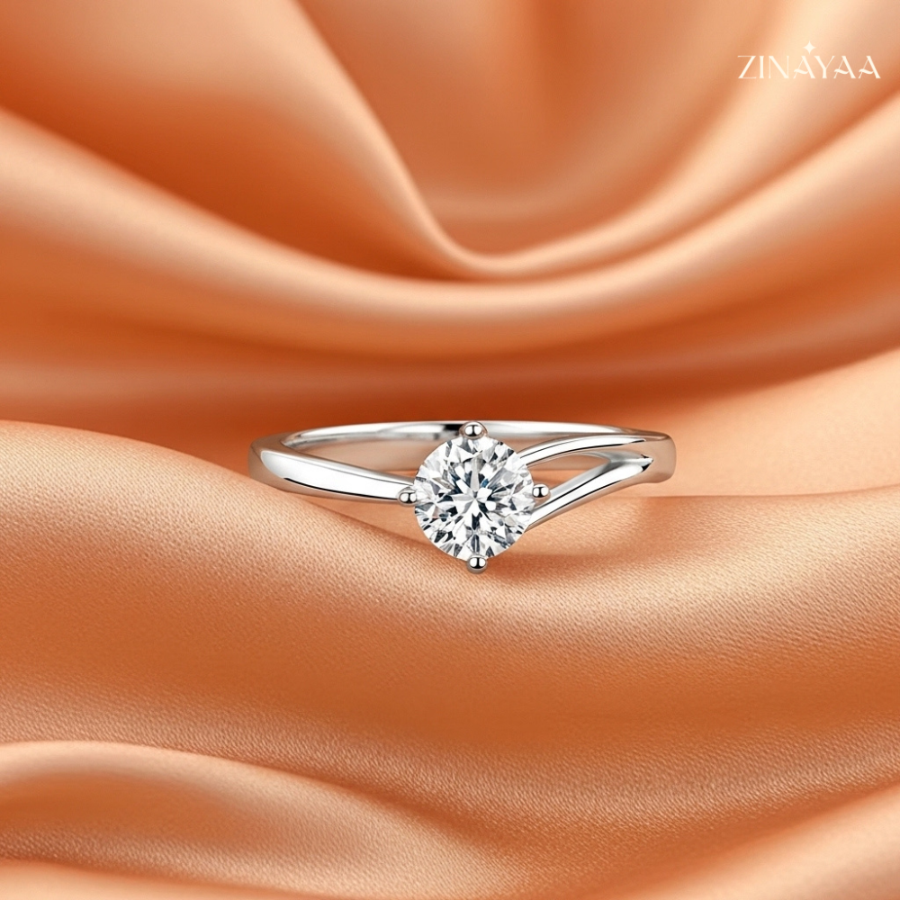 92.5 Sterling Silver Twisted Brilliance Solitaire Women’s Ring