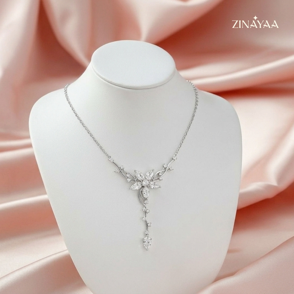 925 Sterling Silver Enchanted Bloom Drop Necklace
