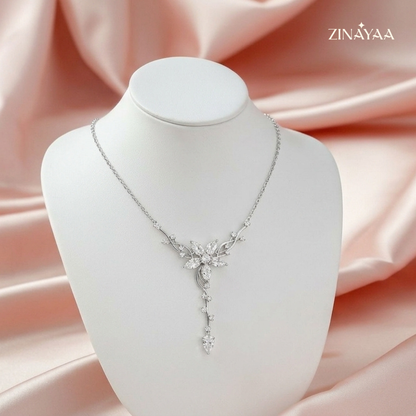 925 Sterling Silver Enchanted Bloom Drop Necklace