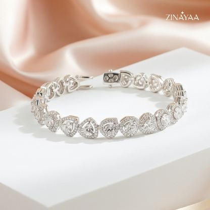 925 Sterling Silver Adjustable Heart Tennis Bracelet