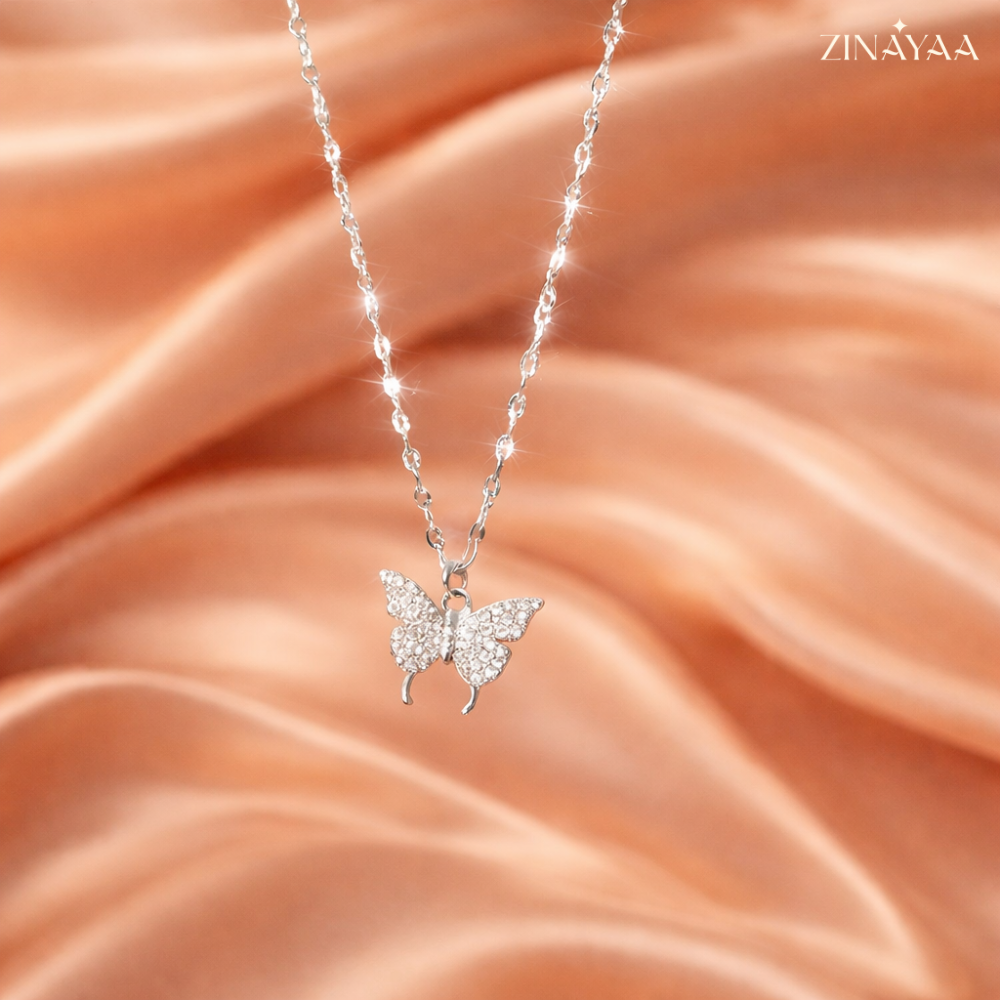 92.5 Sterling silver butterfly pendant chain