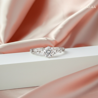92.5 Sterling Silver Vine Grace Solitaire Women’s Adjustable Ring