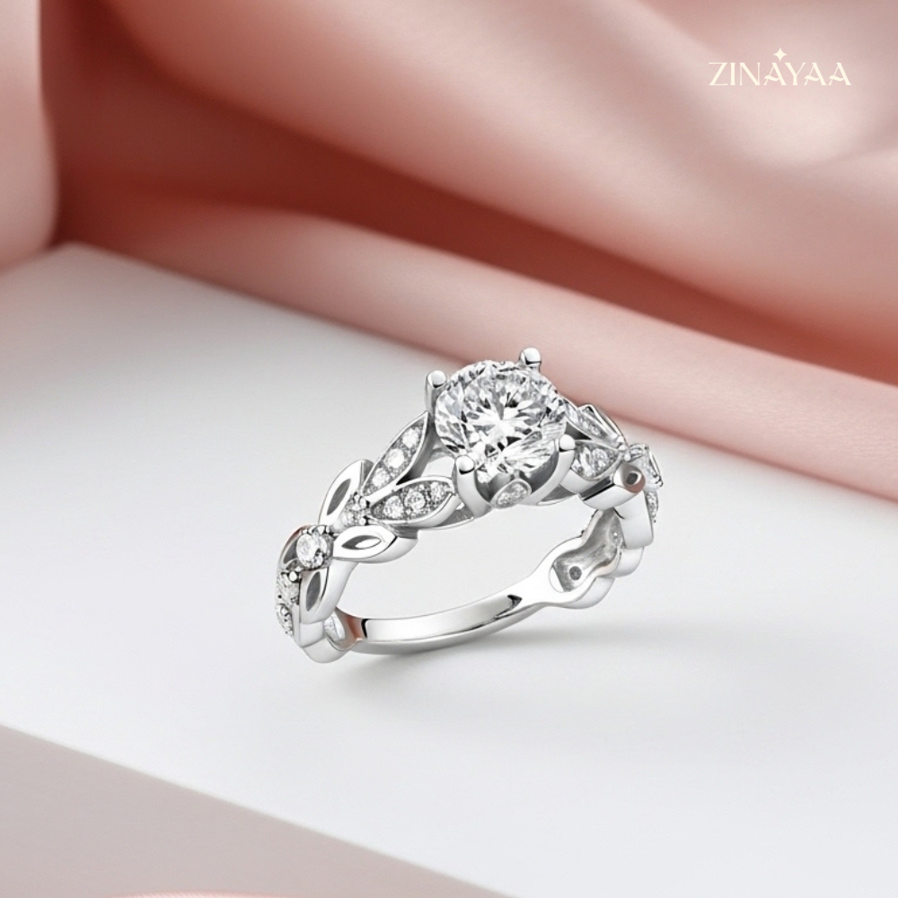 925 Sterling Silver Royal Bloom Solitaire Adjustable Ring