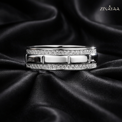 92.5 Sterling Silver Infinity Spark Band Adjustable Ring