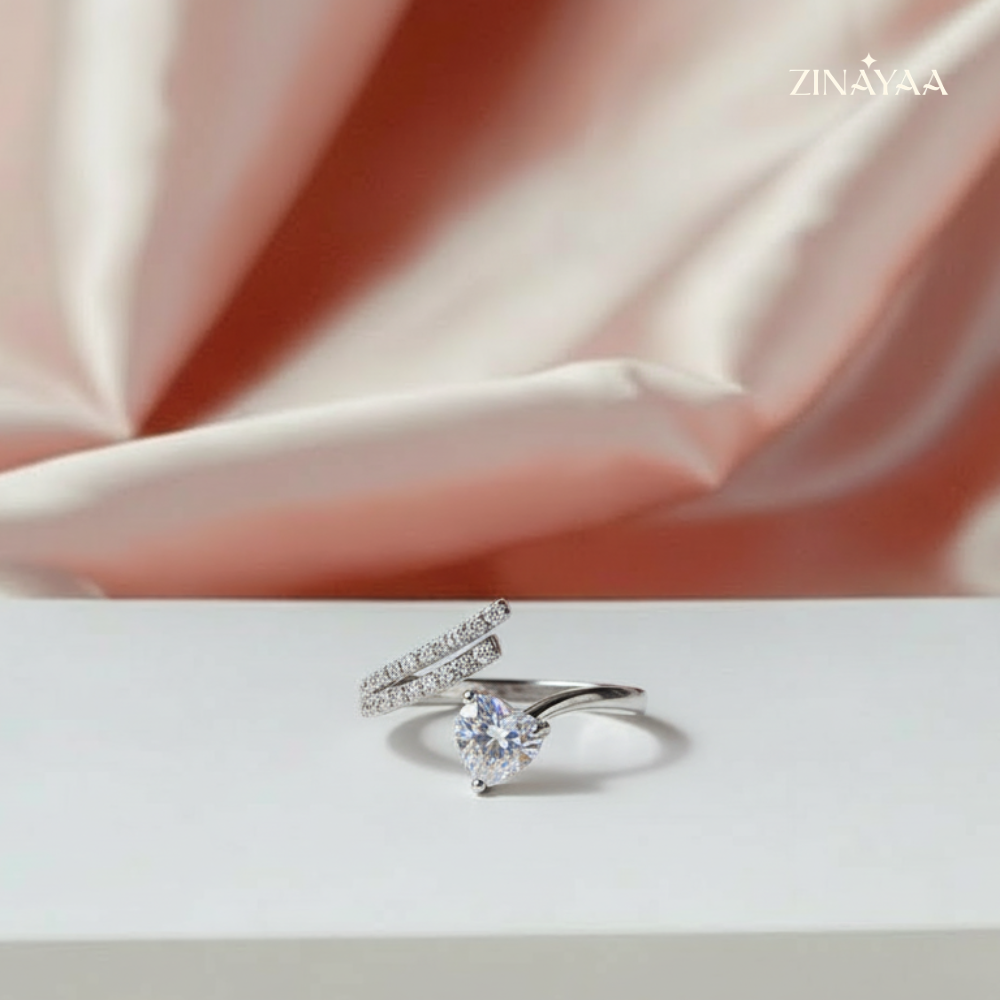 925 Sterling Silver Celeste Pear Adjustable Ring