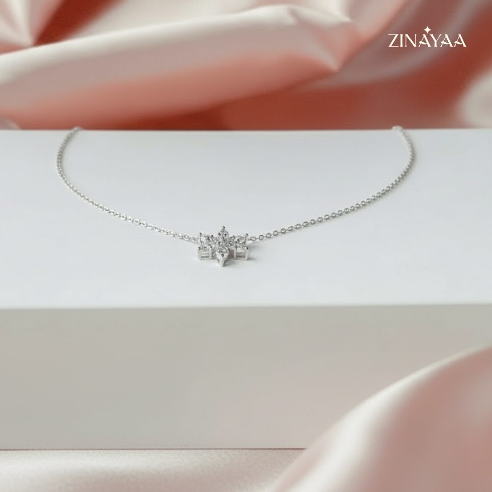 925 Sterling Silver Crystal Bloom Pendant Necklace