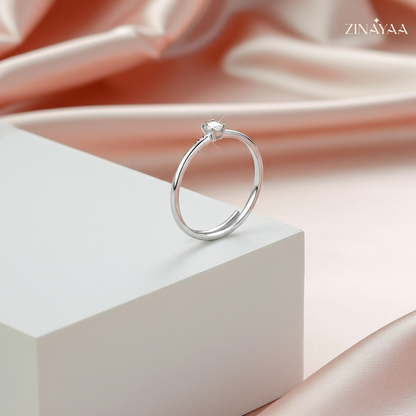 92.5 Sterling Silver Pure Promise Solitaire Women’s adjustable Ring
