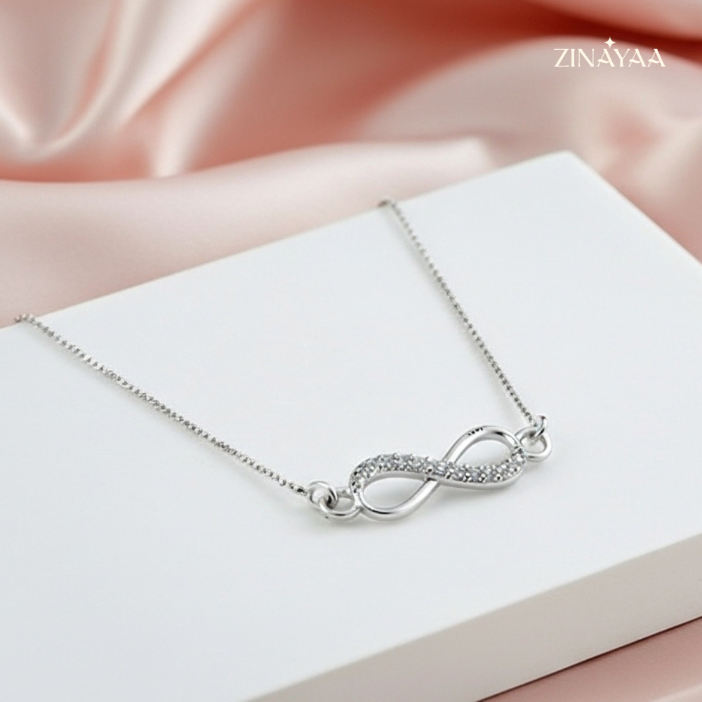 925 Sterling Silver Infinity Sparkle Adjustable Necklace