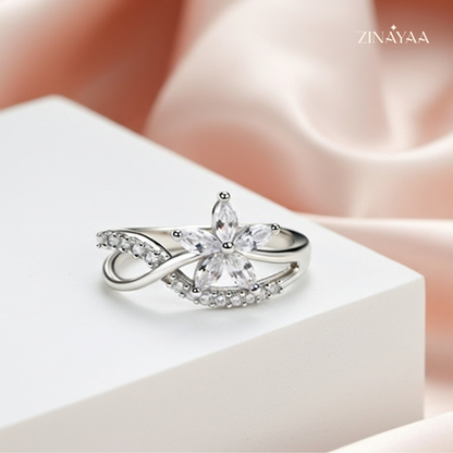 925 Sterling Silver Floral Grace Adjustable Ring