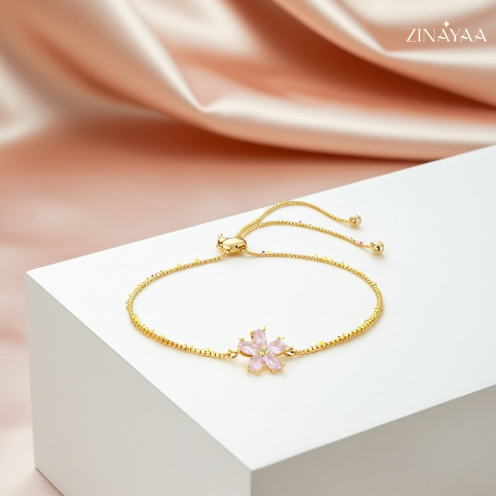 925 Sterling Silver Golden Blossom Adjustable Bracelet