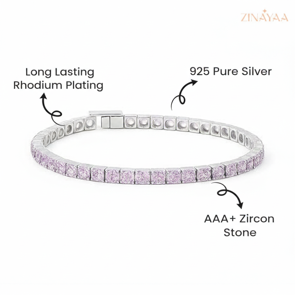 925 Sterling Silver Blush Spark Tennis Bracelet