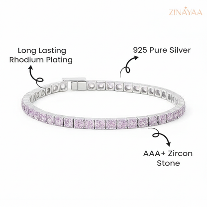 925 Sterling Silver Blush Spark Tennis Bracelet