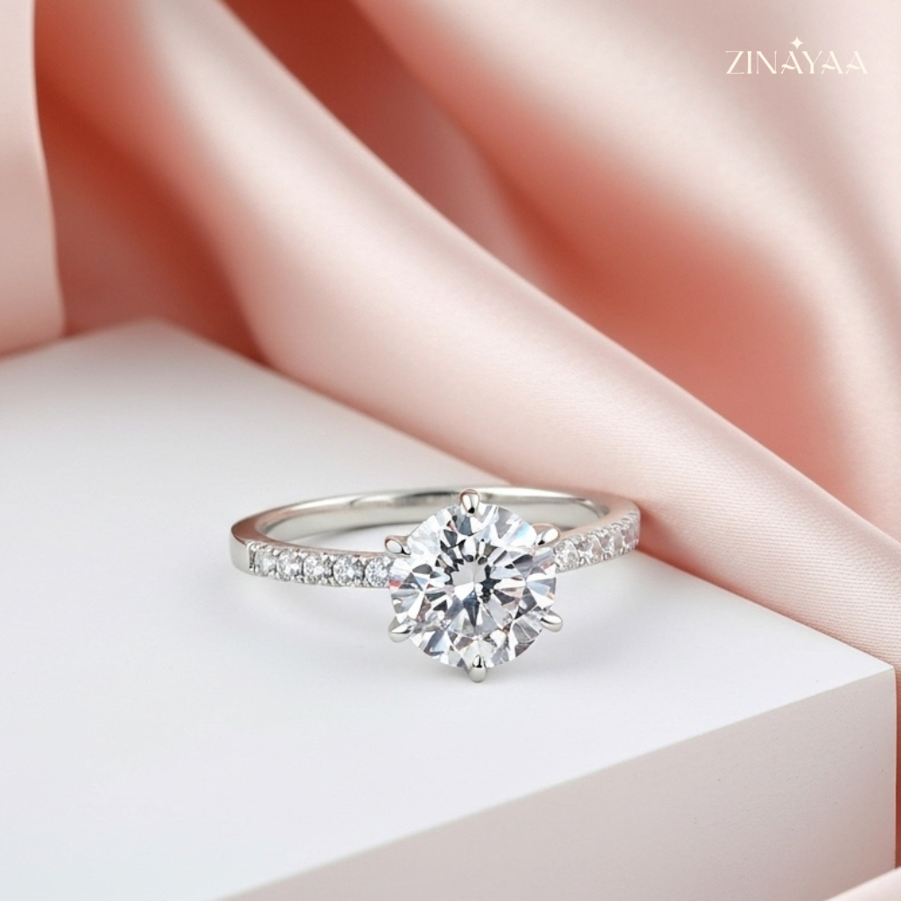 925 Sterling Silver Classic Solitaire Adjustable Ring