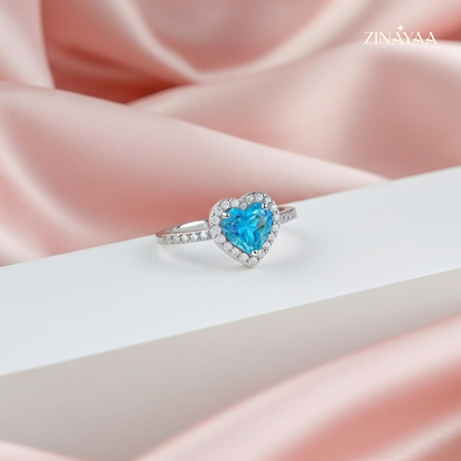 925 Sterling Silver Ocean Heart Adjustable Ring