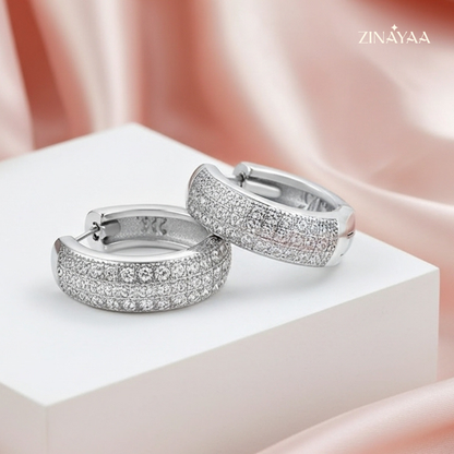 925 Sterling Silver Pavé Luxe Hoop Earrings