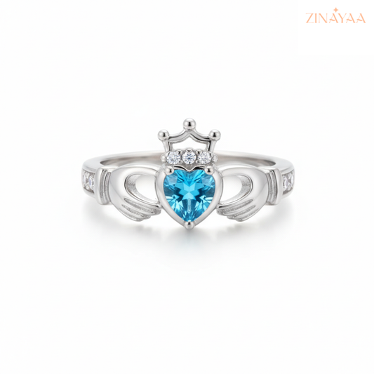 92.5 Sterling Silver Royal Embrace Heart Women’s Adjustable Ring