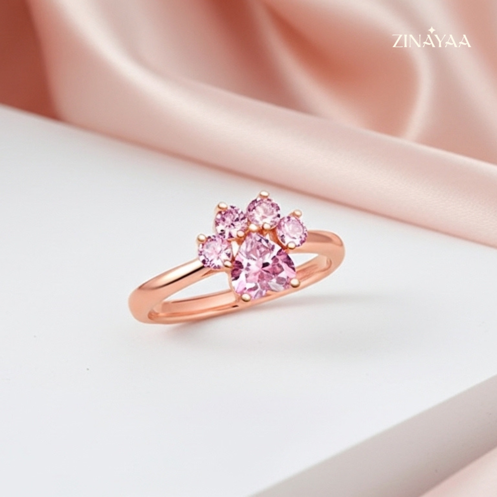 925 Sterling Silver Pink Floral Cluster Adjustable Ring