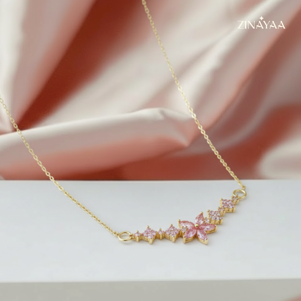 925 Sterling Silver Pink Blossom Necklace
