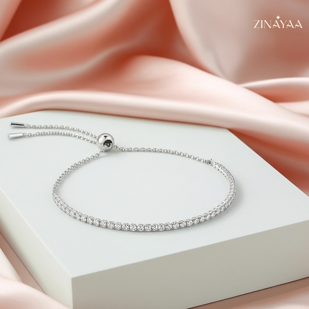92.5 Sterling Silver Adjustable Tennis Bracelet