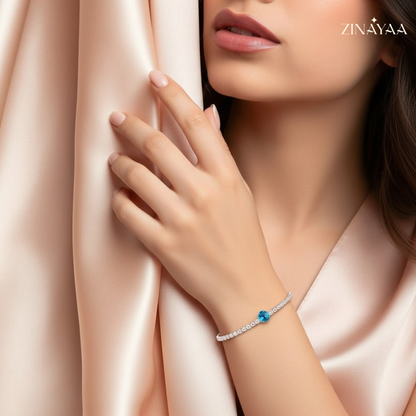 92.5 Sterling Silver Azure Glow Adjustable Women’s Adjustable Bracelet