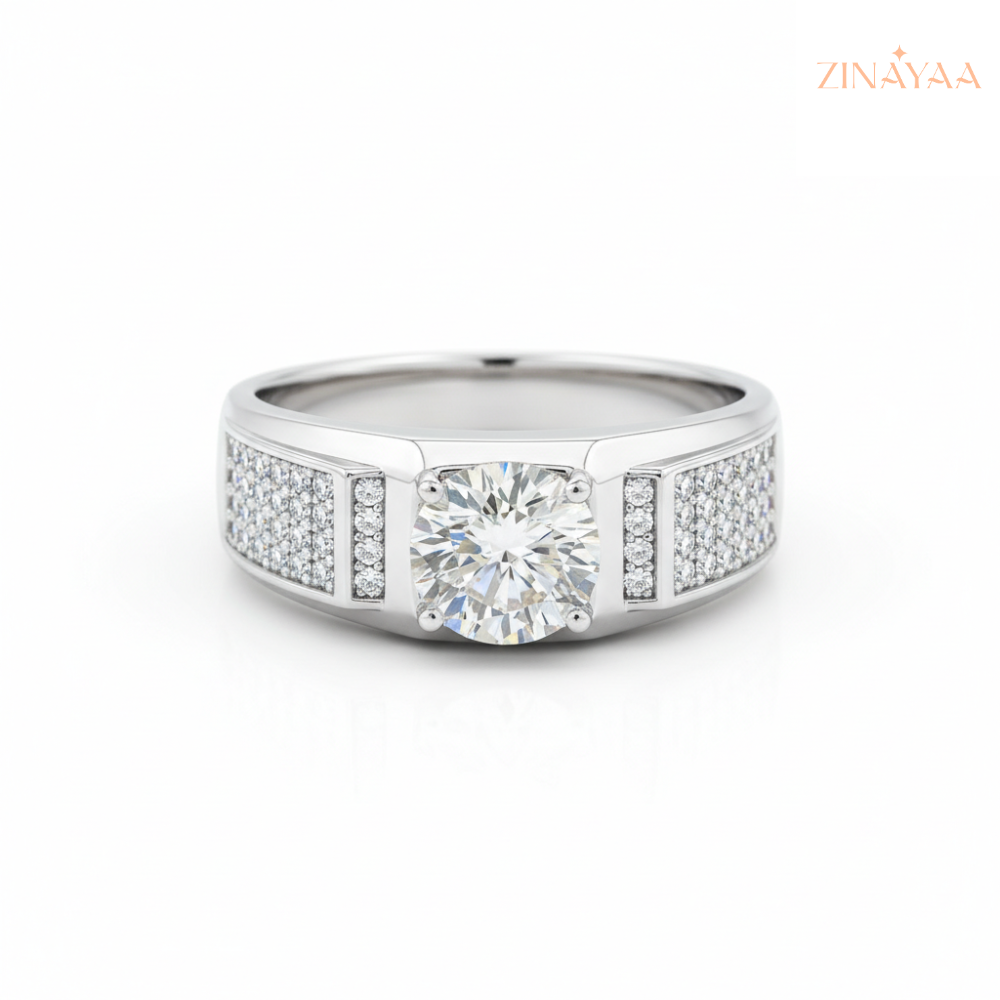 92.5 Sterling silver Mens Regal Radiance Adjustable Ring