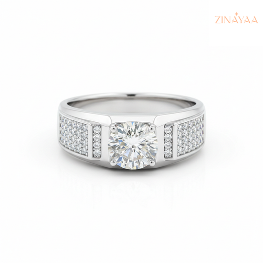 92.5 Sterling silver Mens Regal Radiance Adjustable Ring