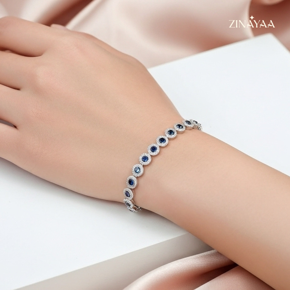 925 Sterling Silver Blue Elegance Adjustable Bracelet