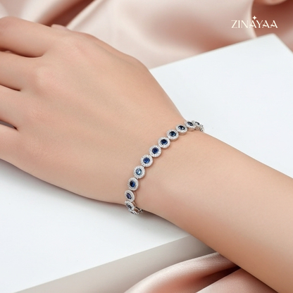 925 Sterling Silver Blue Elegance Adjustable Bracelet