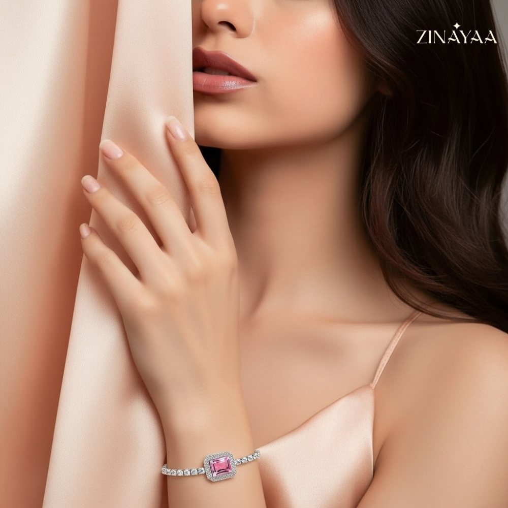 925 Sterling Silver Pink Radiance Adjustable Bracelet