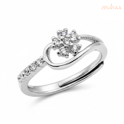92.5 Sterling Silver Floral Infinity Spark Women’s Sterling Silver Ring