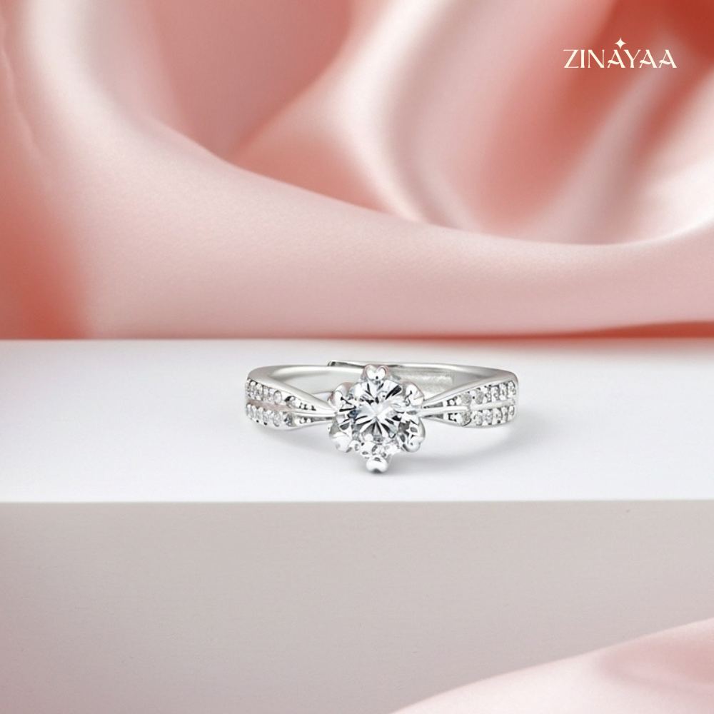 925 Sterling Silver Classic Solitaire Adjustable Ring