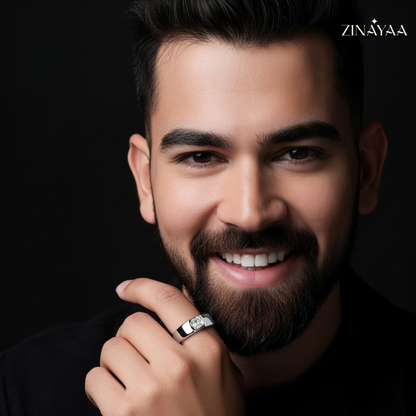 92.5 Sterling Silver Imperial Solitaire Men’s Adjustable Ring