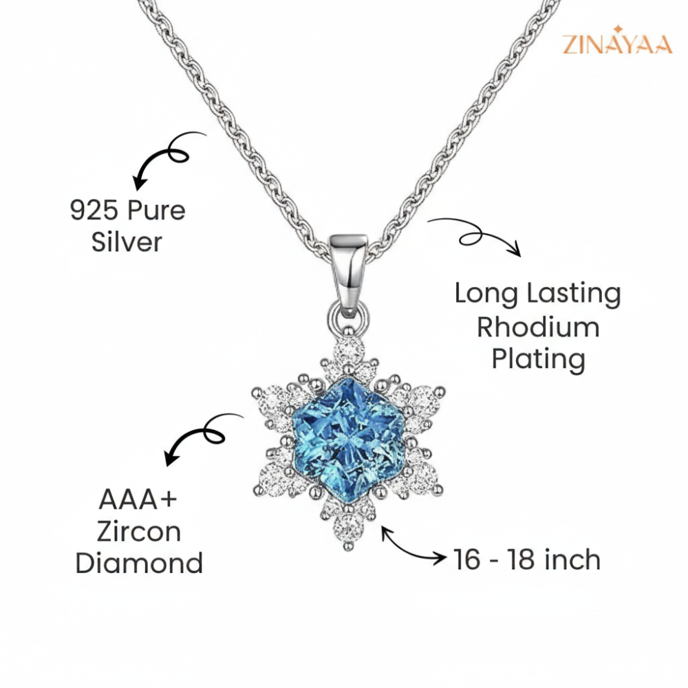 925 Sterling Silver Blue Star Bloom Adjustable Pendant Necklace