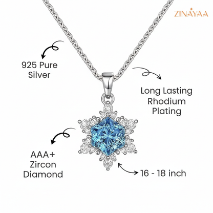 925 Sterling Silver Blue Star Bloom Adjustable Pendant Necklace