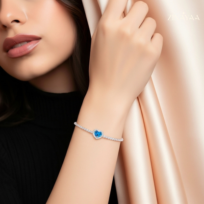 92.5  Sterling Silver Azure Heart Elegance Women’s Adjustable Bracelet