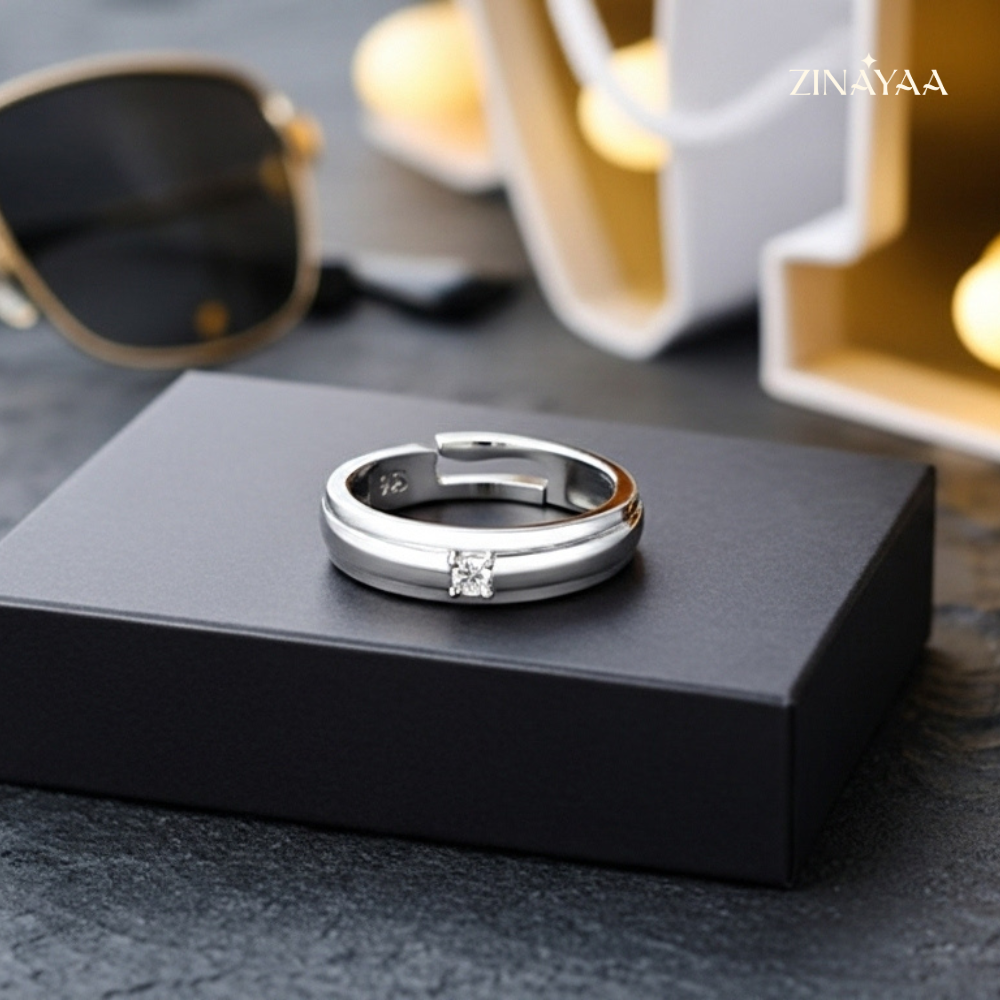 925 Sterling Silver Classic Solitaire Adjustable Ring