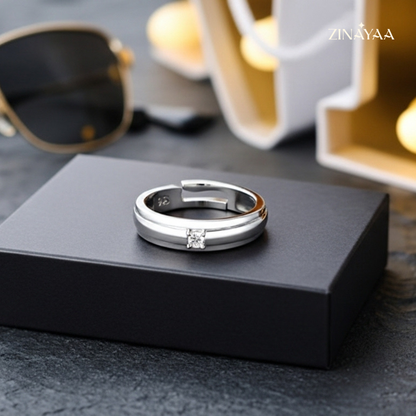 925 Sterling Silver Classic Solitaire Adjustable Ring