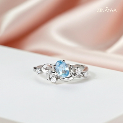 925 Sterling Silver Blue Elegance Adjustable Ring