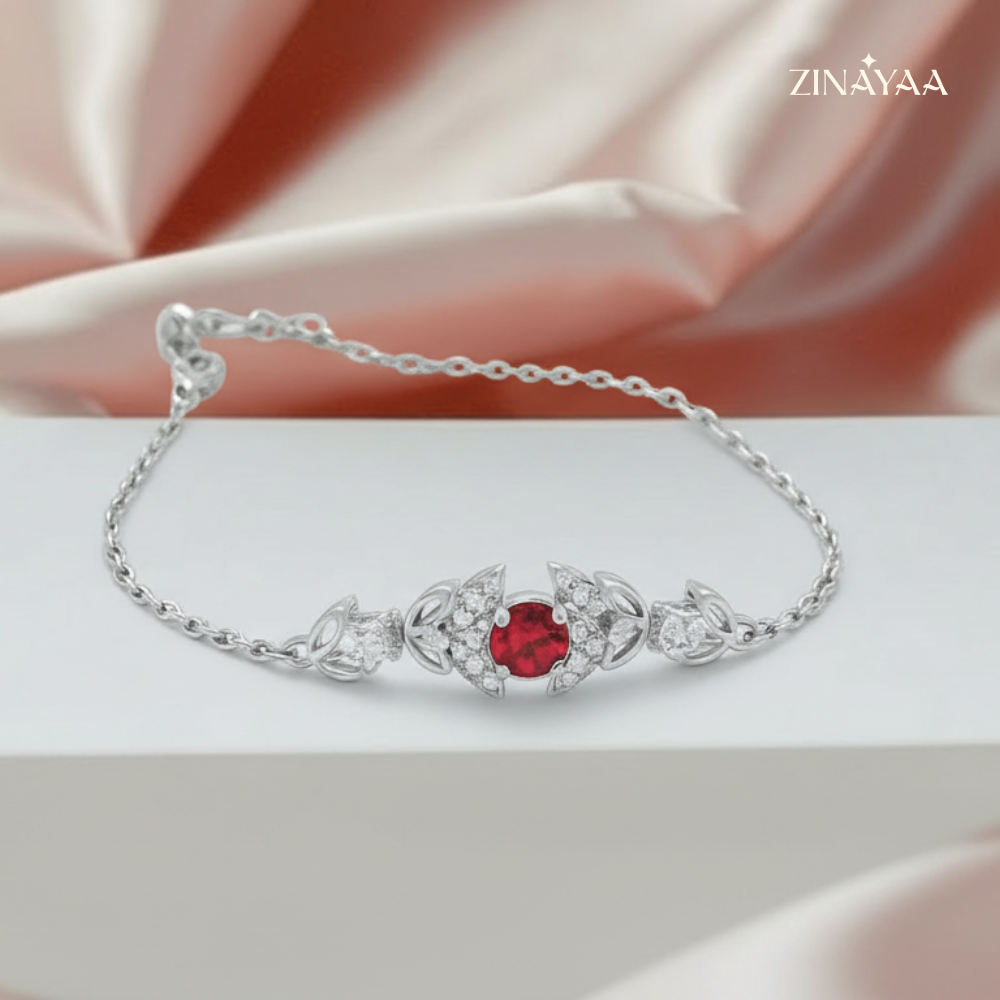925 Sterling Silver Ruby Elegance Adjustable Bracelet