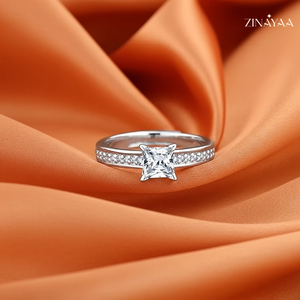 92.5 Sterling Silver Classic Brilliance Solitaire Women’s Adjustable Ring
