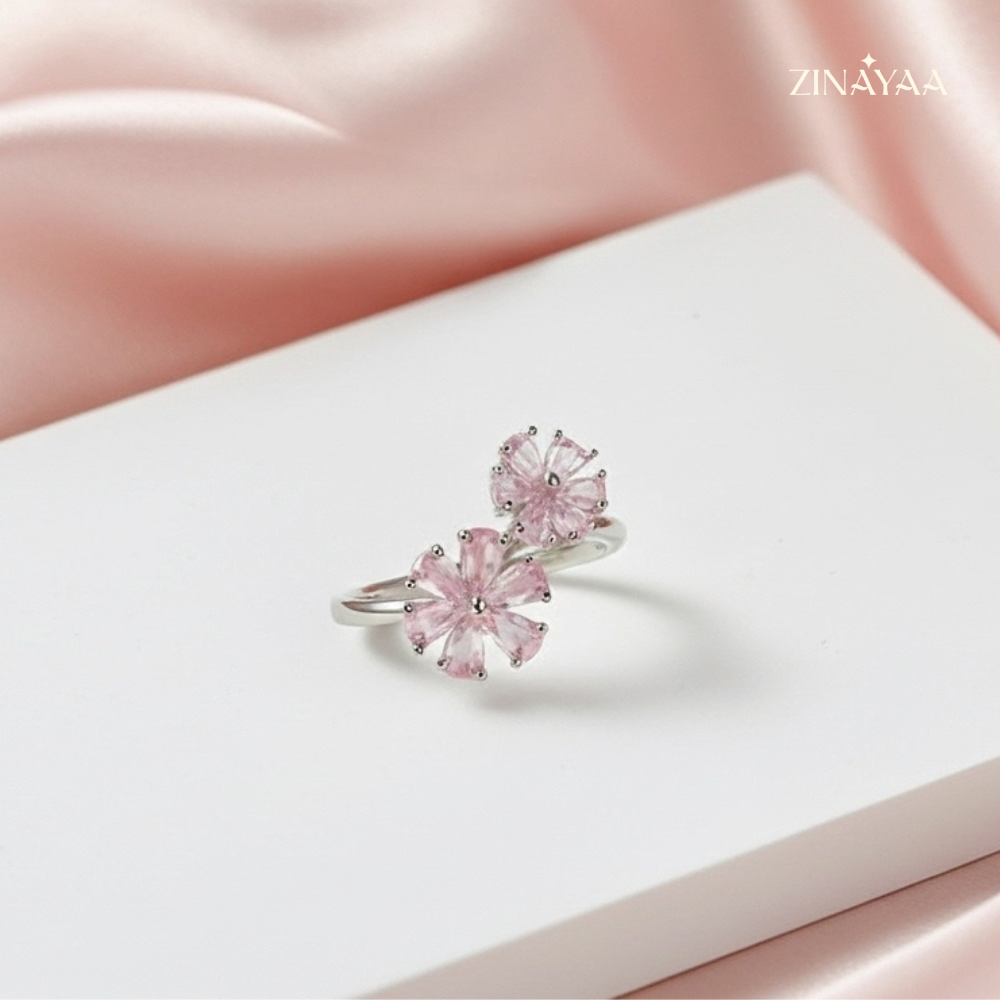 925 Sterling Silver Blush Bloom Adjustable Ring