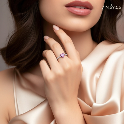 92.5 Sterling Silver Blush Heart Promise Women’s Adjustable Ring