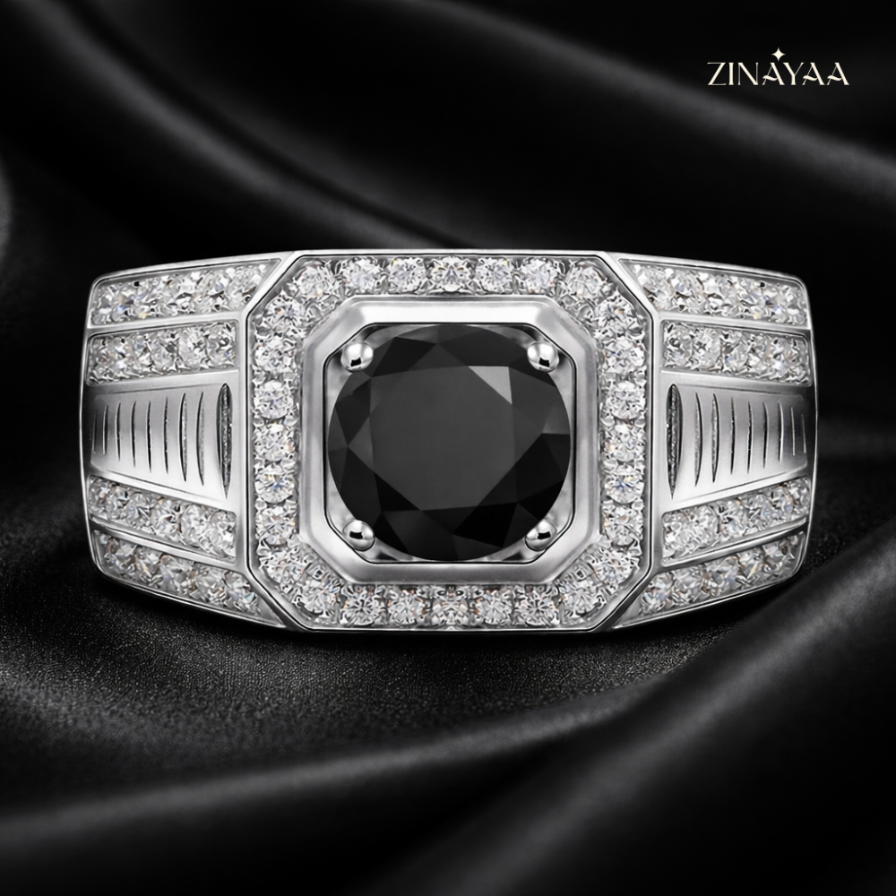 925 Sterling Silver Noir Royale Adjustable Ring for Men