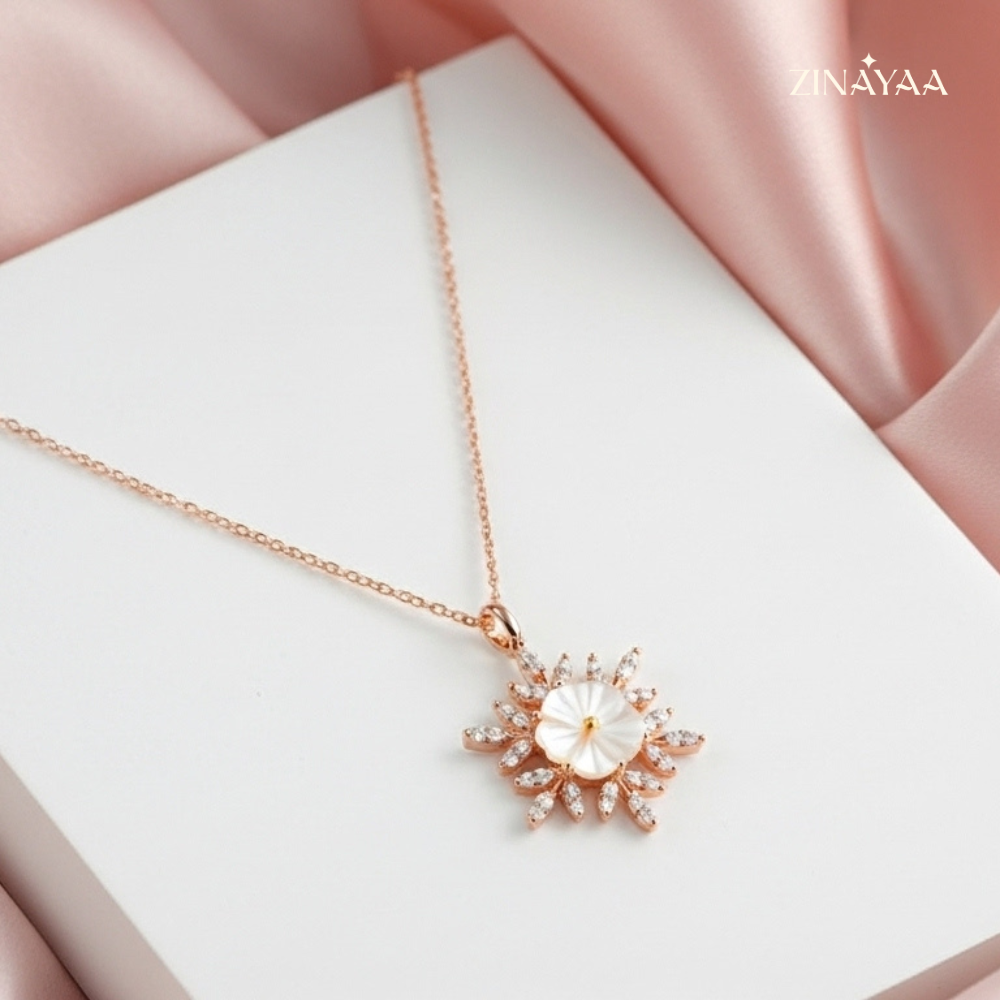 925 Sterling Silver Radiant Floral Adjustable Pendant Necklace
