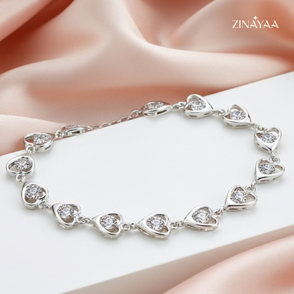 925 Sterling Silver Adjustable Heart Link Bracelet