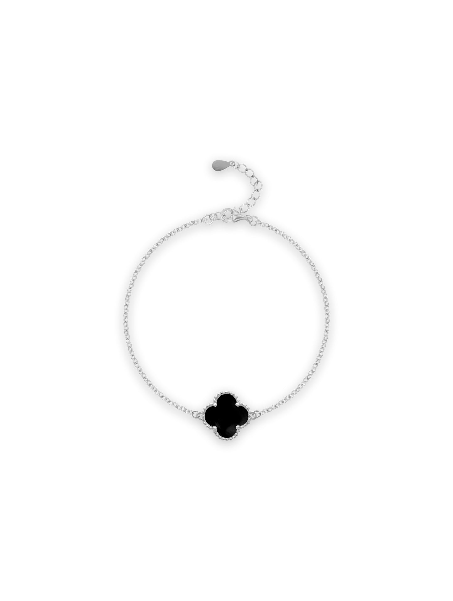 92.5 Sterling Silver Solo Black Clover Bracelet