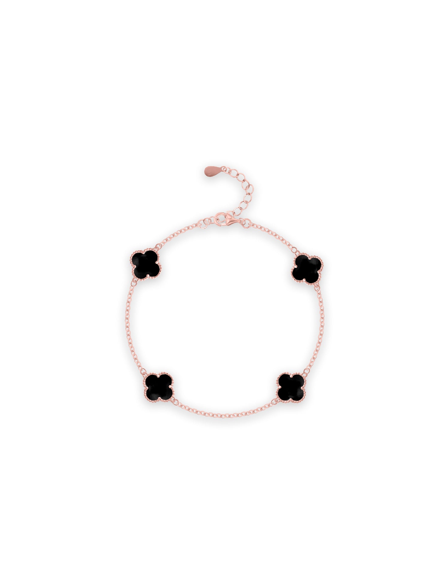92.5 Sterling Silver Black Four Clover Bracelet
