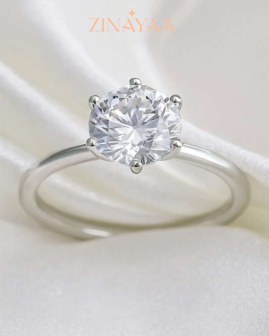 92.5 Sterling Silver Classic Round Solitaire Ring