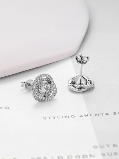 92.5 Sterling Silver 2 in 1 halo stud earrings