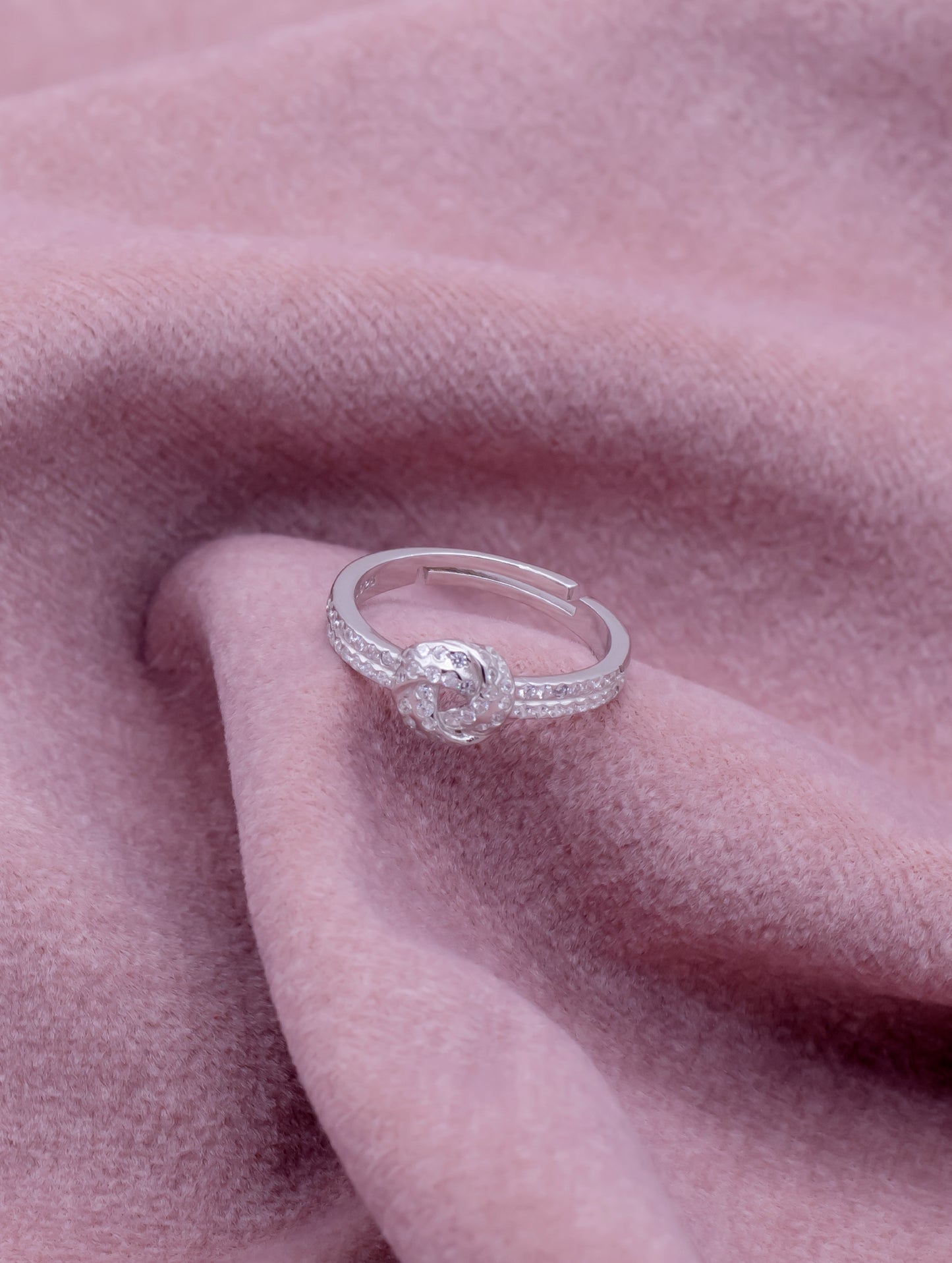 92.5 Sterling Silver Studded Knot Ring